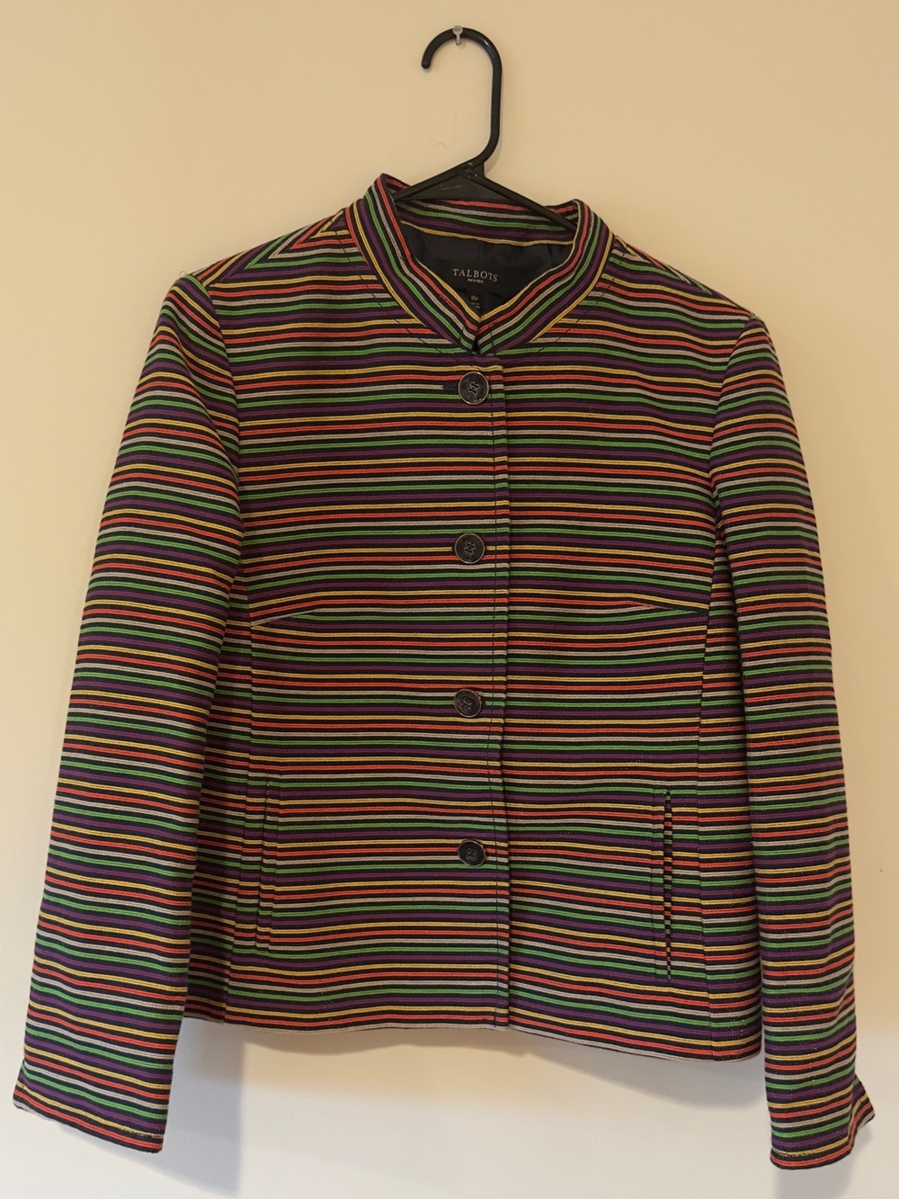 Talbots Striped Multicolor Button-Front Jacket